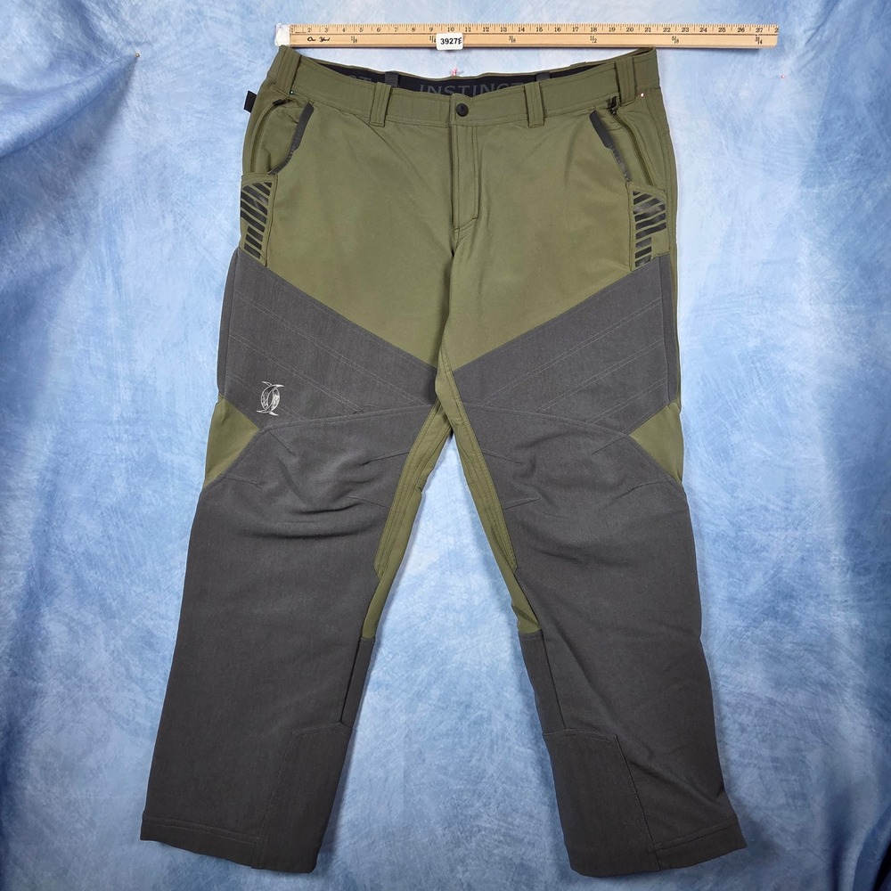 Cabelas Instinct Mens Hunting Pants Green Gray Reinforced Knee Size 44